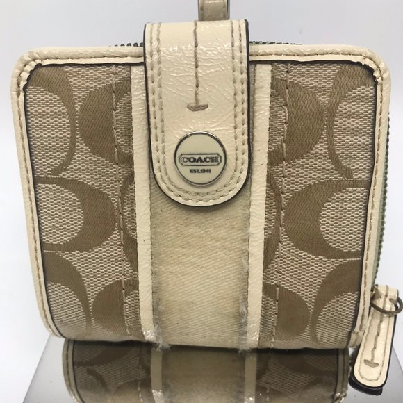 Coach Handbags - COACH Leather Cream Tan Rectangular Wallet